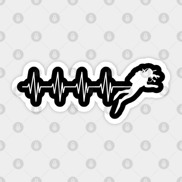 Scuba diver heartbeat w Sticker by KC Happy Shop